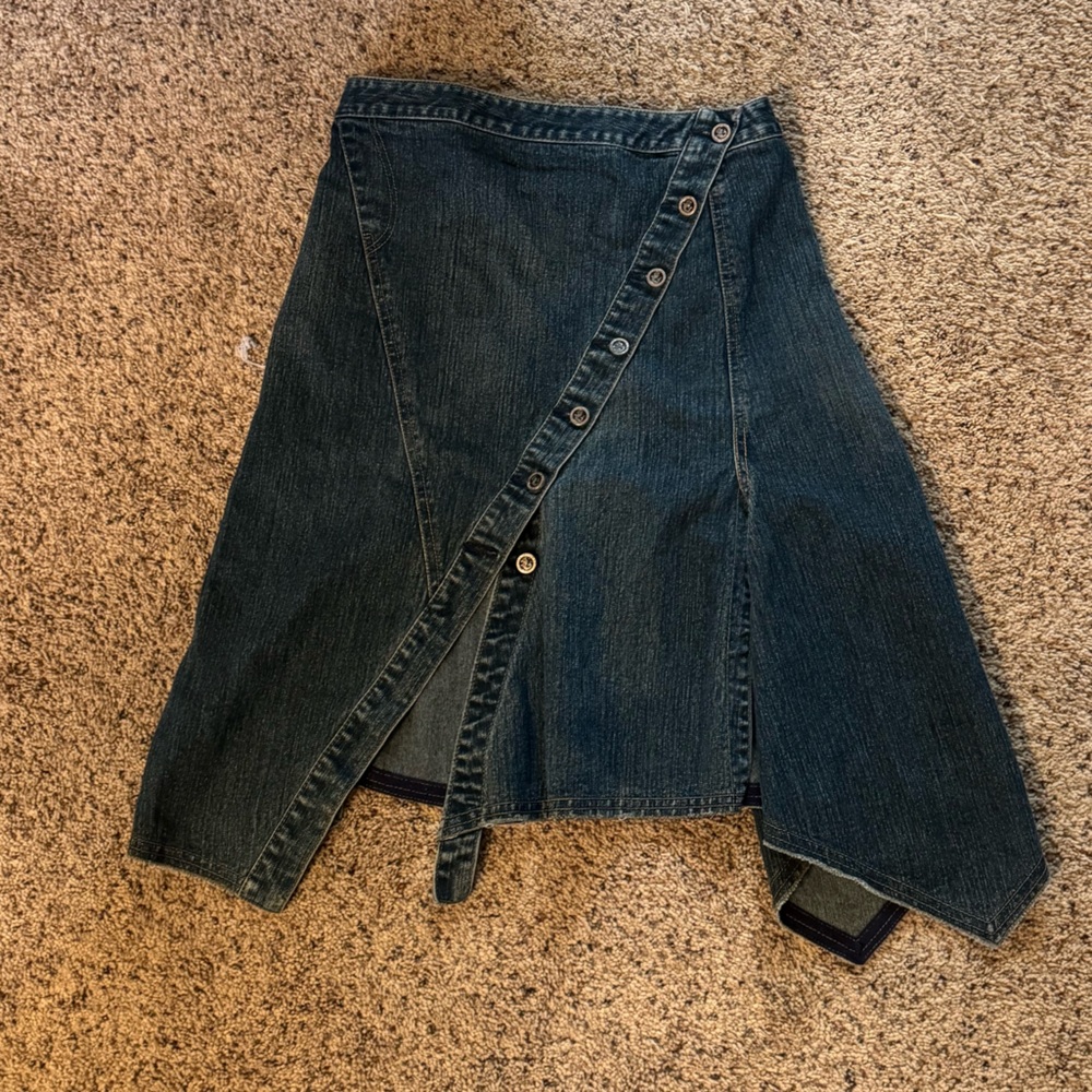 Euro asymmetrical denim skirt size